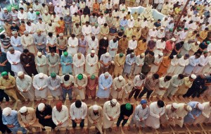 Pakistani Muslims offer Friday prayers at mosque during the month of Ramadan in Lahore on July 19, 2013. Islam's holy month of Ramadan is calculated on the sighting of the new moon and Muslims all over the world are supposed to fast from dawn to dusk during the month.  AFP PHOTO/ ARIF ALI        (Photo credit should read Arif Ali/AFP/Getty Images)