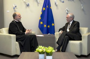 On the left: Bishop Borys Gudziak and Mr Herman Van Rompuy.