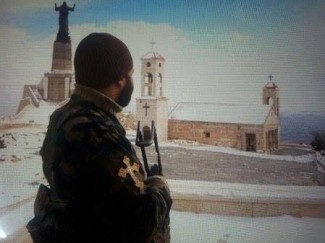 Guardia militare a salvaguardia del patrimonio religioso in Siria