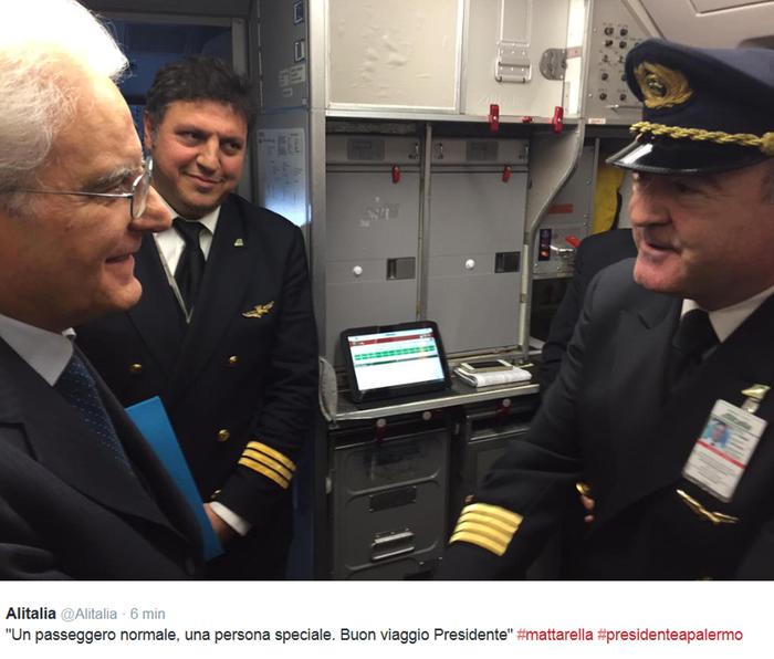 Tweet Alitalia saluta Mattarella, "Buon viaggio presidente"