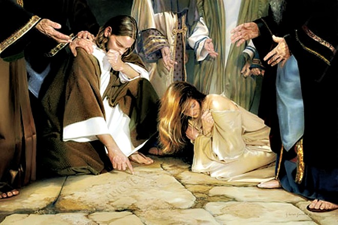 #Vangelo: Chi di voi è senza peccato, getti per primo la pietra contro di lei.
