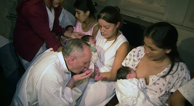 The then archbishop of Buenos Aires, Jorge Bergoglio, elected on March 15, 2013 as Pope Francis, performs the footh bath ceremony in Buenos Aires, on March 24, 2005. Argentina's Jorge Bergoglio, chosen Wednesday to lead the world's Roman Catholics, is a humble rail worker's son who became a Jesuit priest and who is seen as true to his working-class roots.At 76, Bergoglio -- the first pope from Latin America -- still enjoys a reputation as an ascetic despite his archbishop's robes. He rides clattering city buses, makes his own meals and is famously accessible. AFP PHOTO/NA/DANIEL VIDES ARGENTINA OUT