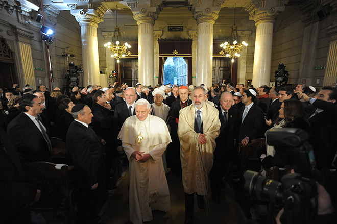 In this photo released by the Vatican's L'Osservatore Romano newspaper, Pope Benedict XVI is seen during his visit to Rome's synagogue Sunday, Jan. 17, 2010. (AP Photo/ Osservatore Romano, Ho) ** EDITORIAL USE ONLY **