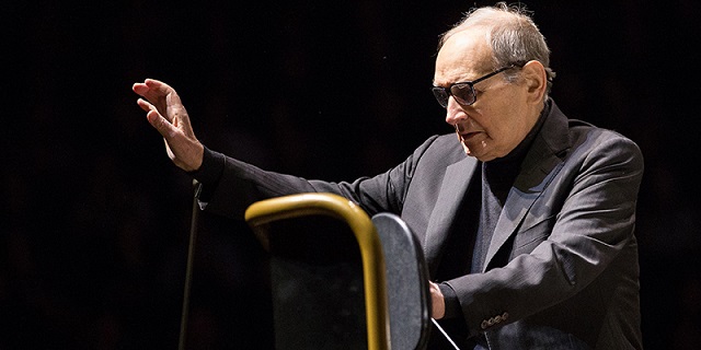 Film music composer Ennio Morricone conducts pieces from the '60 Years Of Music World Tour' at Lanxess Arena in Cologne, Germany, 18 February 2016. Photo by: Maja Hitij/picture-alliance/dpa/AP Images