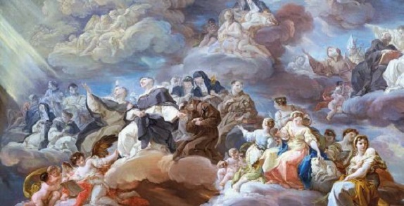 Corrado Giaquinto (1690 ca.-1765), Il Paradiso (particolare), olio su tela.