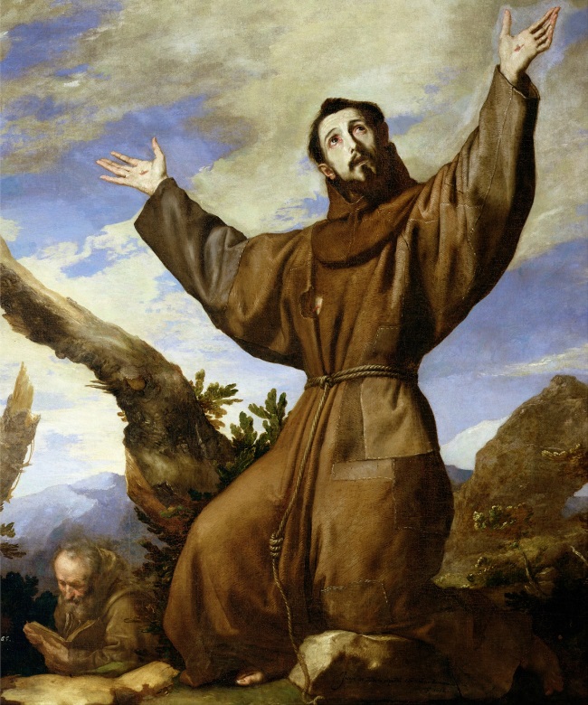 XIR86563 St. Francis of Assisi (c.1182-1220) 1642 (oil on canvas) by Ribera, Jusepe de (lo Spagnoletto) (c.1590-1652); 200x162 cm; Monasterio de El Escorial, Spain; Giraudon; Italian, out of copyright