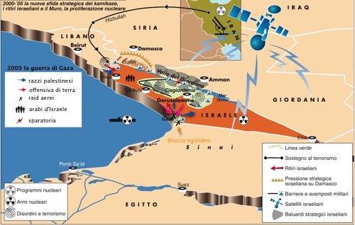 la guerra di gaza e israele. mappa